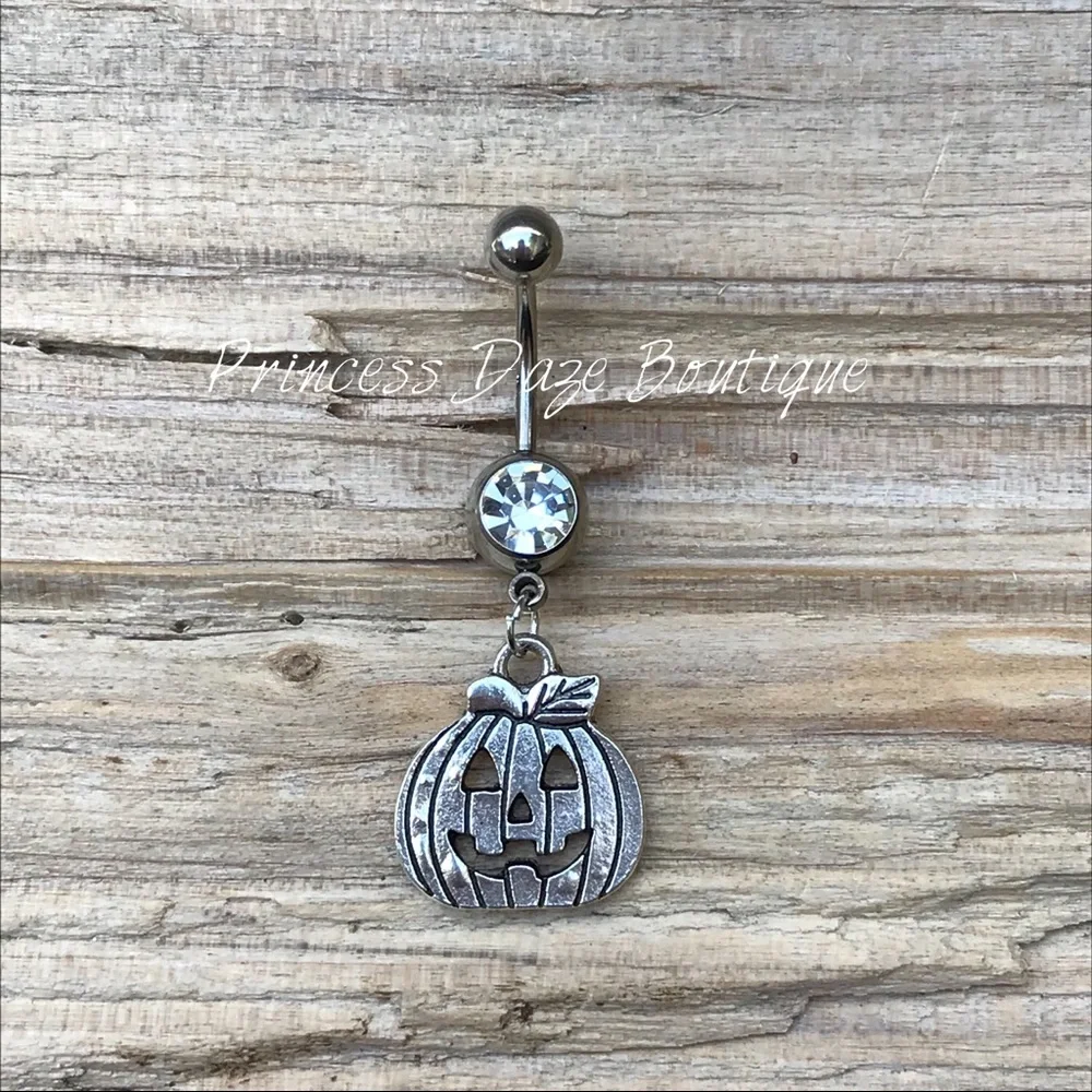 Silver Pumpkin Belly Button Ring‎